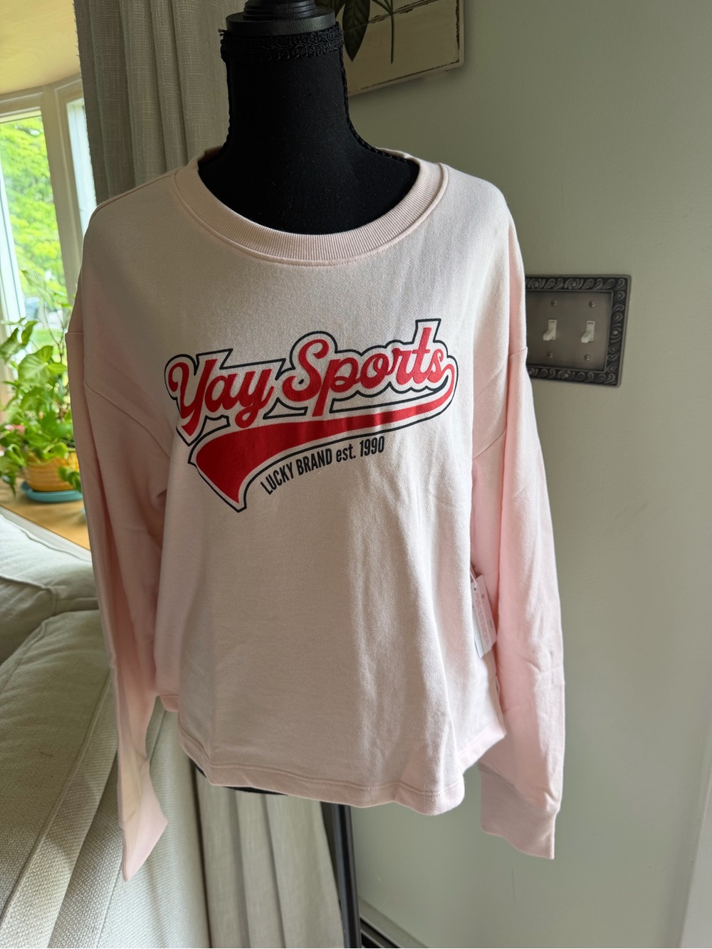 Lucky Brand Pale Pink Crewneck Sweatshirt with Red Tag
